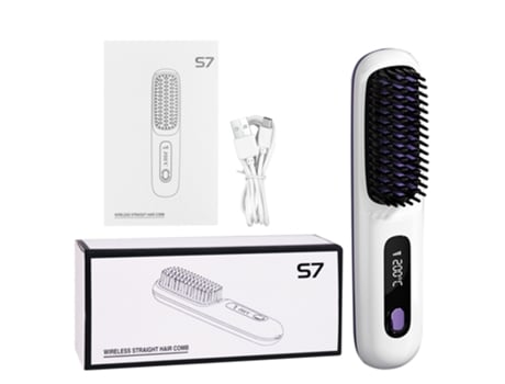 Escova de Alisamento de Cabelo Sem Fio de Íon Negativo Carregamento Usb 3 Temperaturas Modelagem de Cabelo CHRUI Branco 2500 Mah