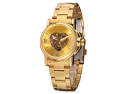 Relógio Automático Mecânico Masculino de Negócio Pulseira de Aço Dourado Resistente À Água