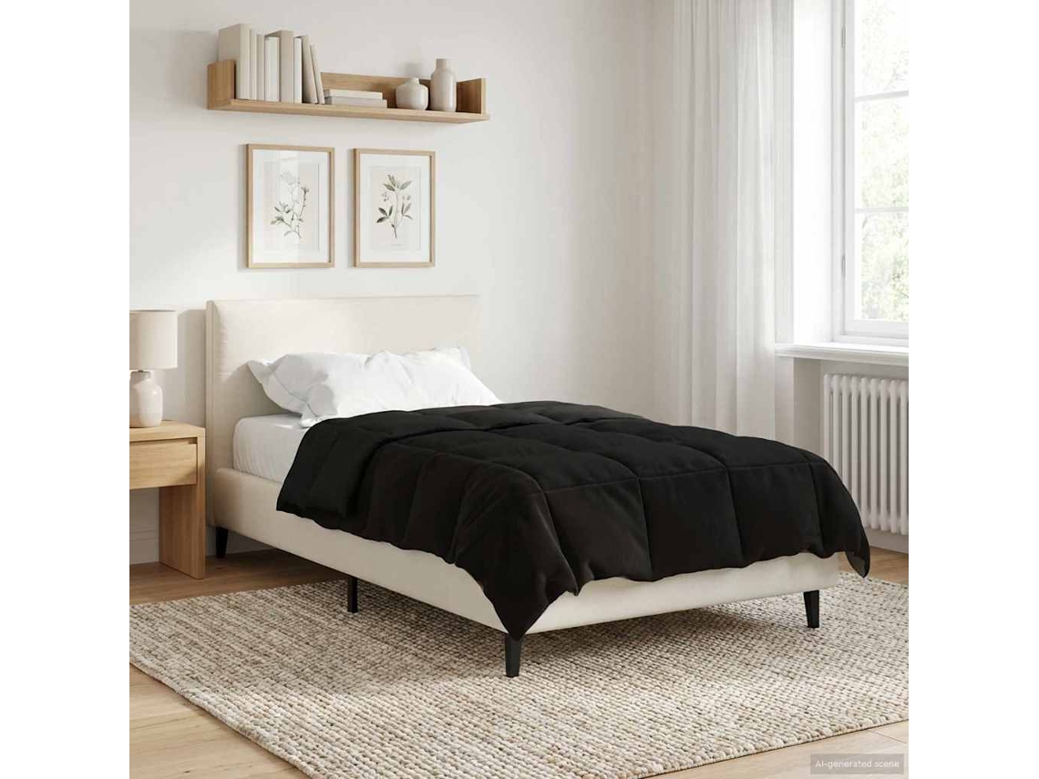 Vidaxl Duvet De Ano Inteiro 135 X 220 Cm 4 Estações Preto Respirável