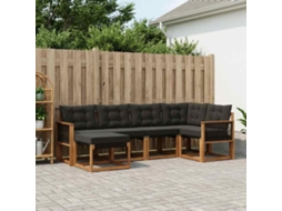 Vidaxl Conjunto De Sofás Para Exterior 6 Pcs Natural E Preto