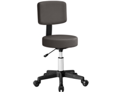 Banco De Massagem Com Rodas, Alt. Regulável, Giratório, Encosto Ergonómico, Cinzento