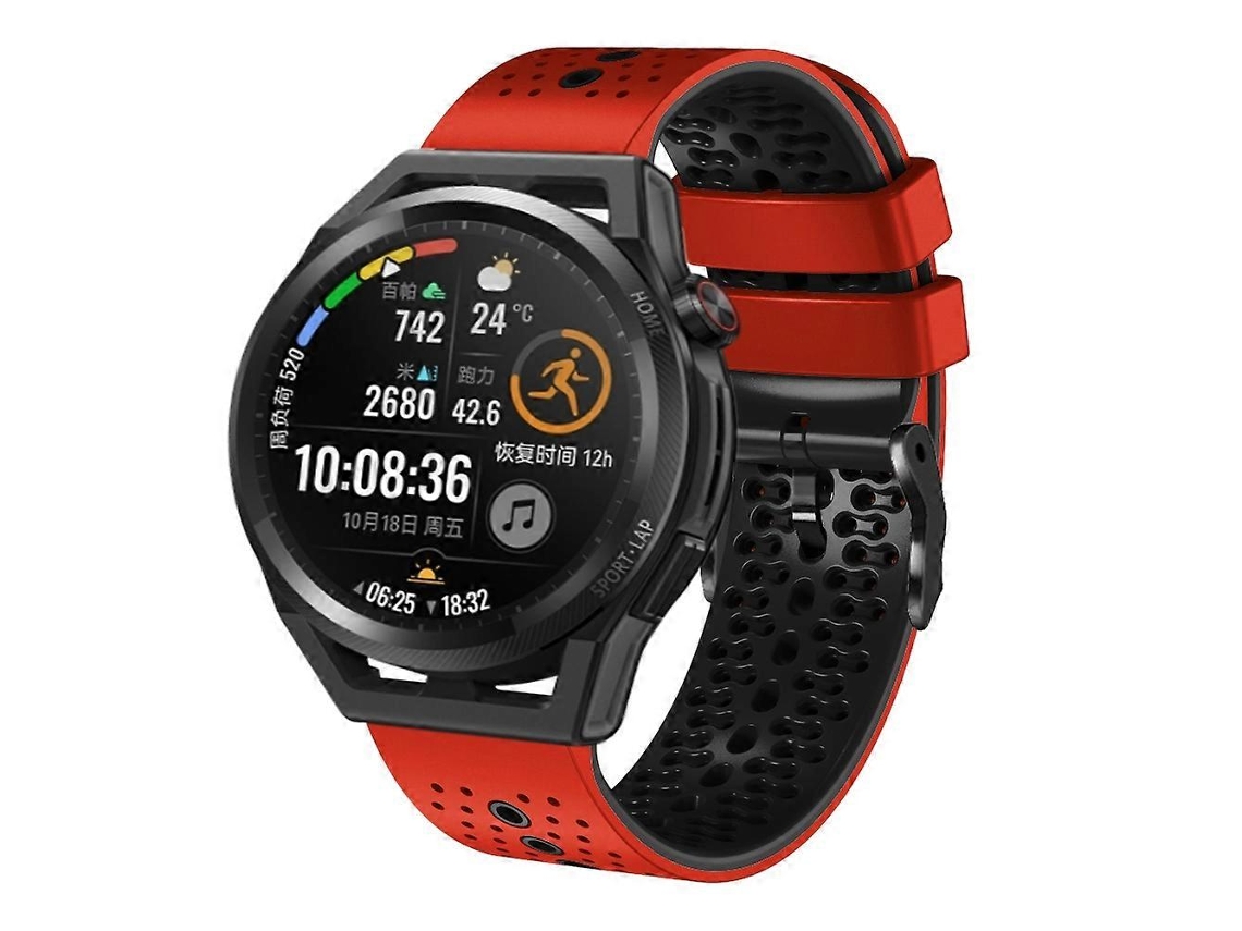 Pulseira De Silicone Perfurada Bicolor De 22 Mm Para Huawei Watch Gt Runner