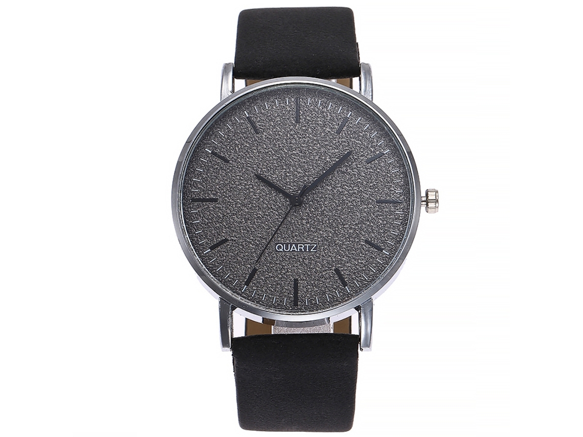 Relógio de Pulso Unissex Vansvar Pulseira Pu com Movimento de Quartzo Preto