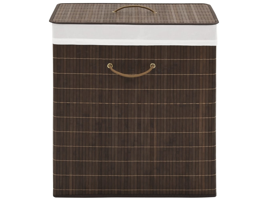 Vidaxl Cesto Retangular Para Roupa Suja Bambu Castanho Escuro
