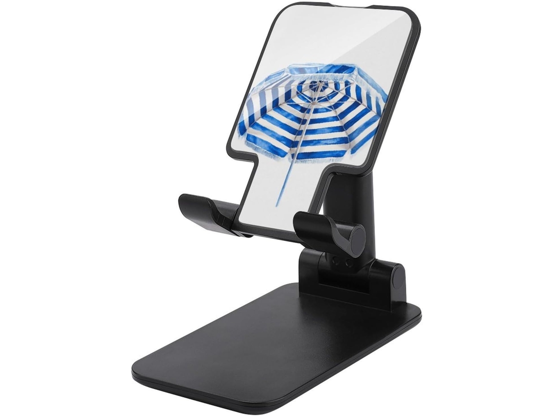 Suporte Dobrável E Ajustável Para Celular, Ideal Para Mesa, Com Estampa Listrada Em Azul E Branco