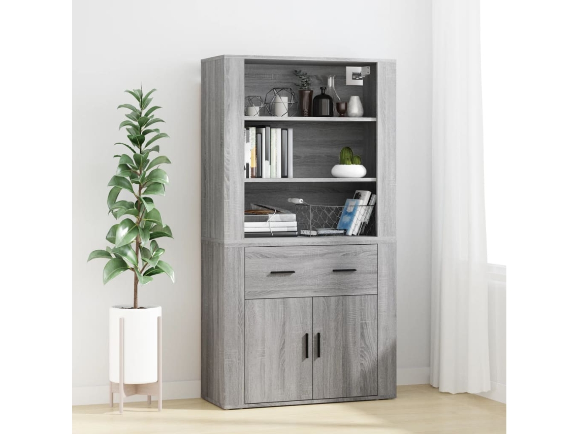 Gabinete alto en madera procesada gris Sonoma
