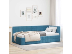 Vidaxl Estrutura De Cama De Canto Azul 100 Cm X 200 Cm Veludo