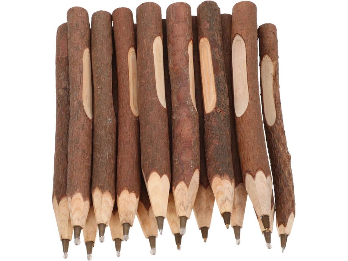 Conjunto De 16 Canetas Esferográficas Madeira Com Design Exclusivo.