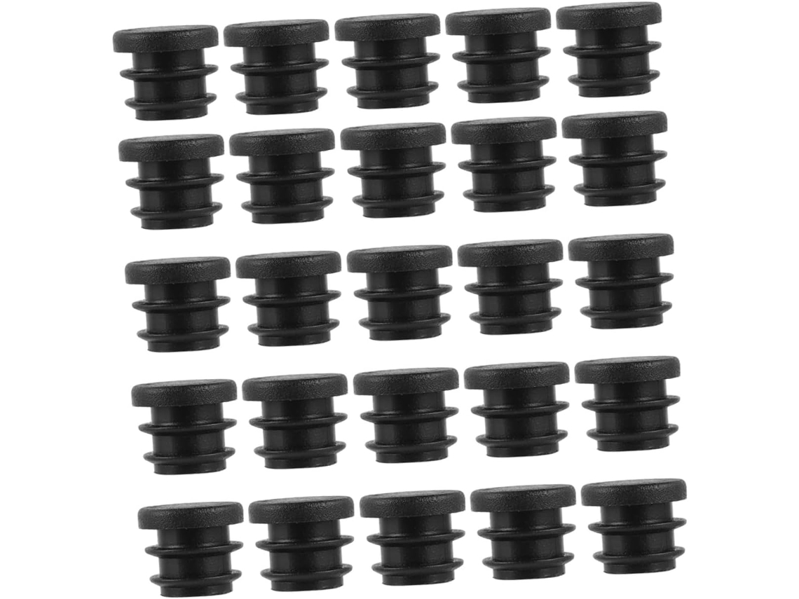 Imikeya Tampas Redondas De Plástico Preto 20mm Para Pés Móveis, Inserções Tubulares Com Ranhuras Para Proteção Do Piso E