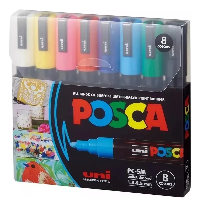 Conjunto Básico Posca Uni Pc 5m Pacote Com 8 Marcadoresvayotoy