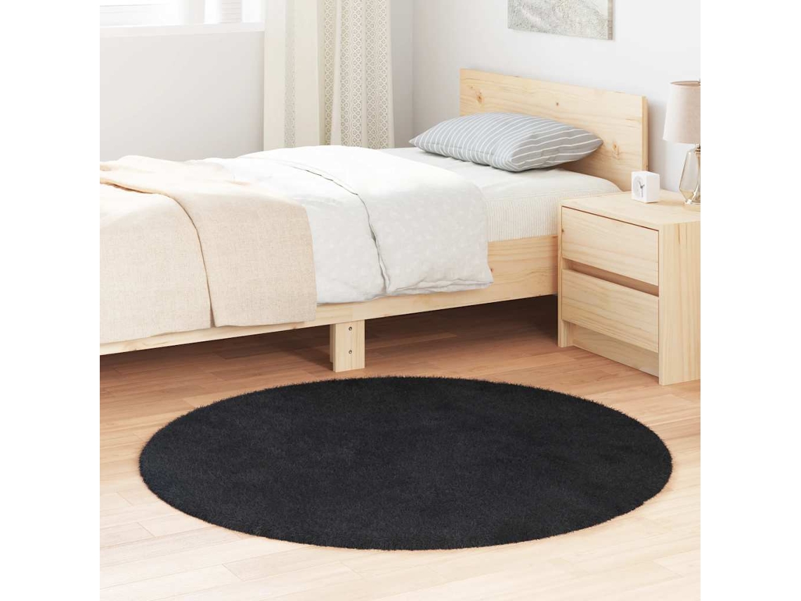 Vidaxl Tapete Shaggy De Pelo Alto Navarra 120x120 Cm Poliéster Preto