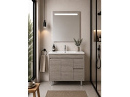 Móvel De Casa De Banho Com Lavatório Origenbath Isquia Sem Espelho 80x40 Cm Carvalho Smoky