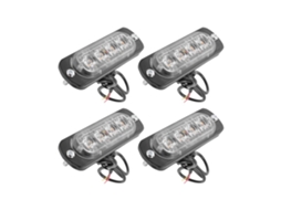 Kit de 4 Luzes Estroboscópicas de Emergência 4 Leds Âmbar 12v/24v Luzes Piscantes para Grelha (laranja) (recovery)