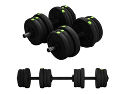 Kit De Halteres 20kg 2 Em 1 Com Barra De Pesos Pega Antiderrapante Para Treino De Força Preto Verde