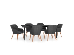 Garden Dining Set, Garden Dining Sets Vidaxl Preto Rattan / Vime (200 Cm Table Length)