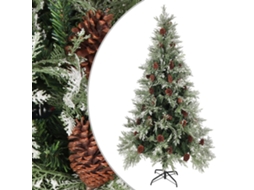 Vidaxl Árvore De Natal Com Pinhas 225 Cm Pvc E Pe Verde E Branco