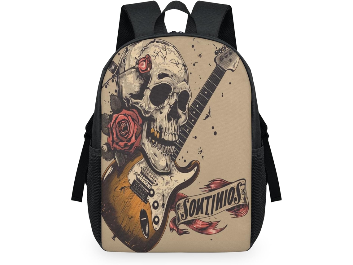 Mochila Tropicallife com Estampa de Caveira Rosa em Formato de Guitarra Elétrica para Crianças 32 5 X 15 X 44