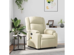 Vidaxl Poltrona De Massagens Reclinável Couro Artificial Cor Creme