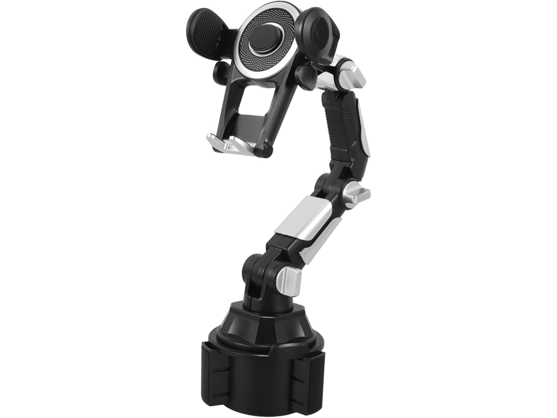 Suporte de celular veicular de braço longo com design criativo em metal.