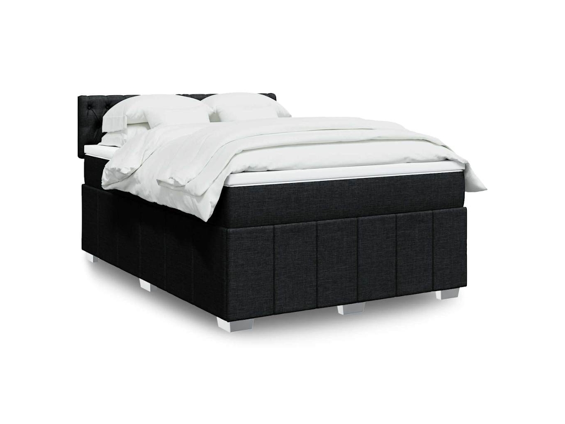 Vidaxl Cama Com Molas/colchão 140x200 Cm Tecido Preto