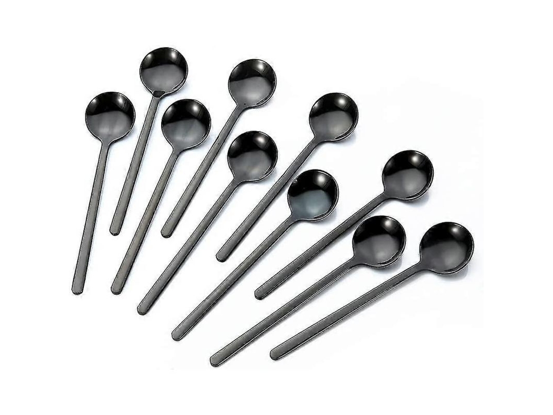 Colher De Café De Aço Inox 18/8 Resistente, 5,24 Polegadas, 10 Unidades Preto, Ideal Para Chá, Sobremesas E Presentes