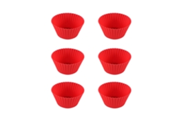 Conjunto De 6 Formas Silicone Vermelhas Para Bolo, Muffin, Cupcake E Outros Bolos.