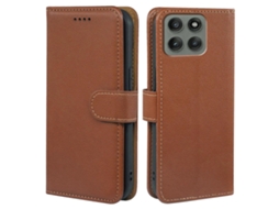 Capa De Couro Com Bloqueio Rfid E Textura De Lichia Para Motorola Edge 60 Pro 5g, Fecho Magnético, Marrom