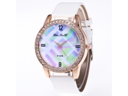 Relógio de Pulso Feminino de Quartzo com Pulseira Pu Estilo Fashion Display Analógico (branco)