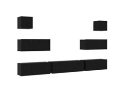 Conjunto 7 Gabinete Para Tv Vidaxl Preto Derivados De Madeira (100 X 30 X 30 Cm)