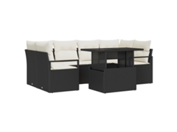 Conjunto 7 Conjunto De Sofá De Jardim Vidaxl Preto Vime Pe (100 X 55 X 73 Cm)