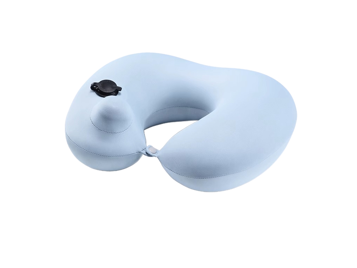 Encosto De Cabeça Portátil Para Viagens Avião, Carro E Trem, Na Cor Azul Claro, Em Formato U, Inflável, Macio Confortável. Aquaforge