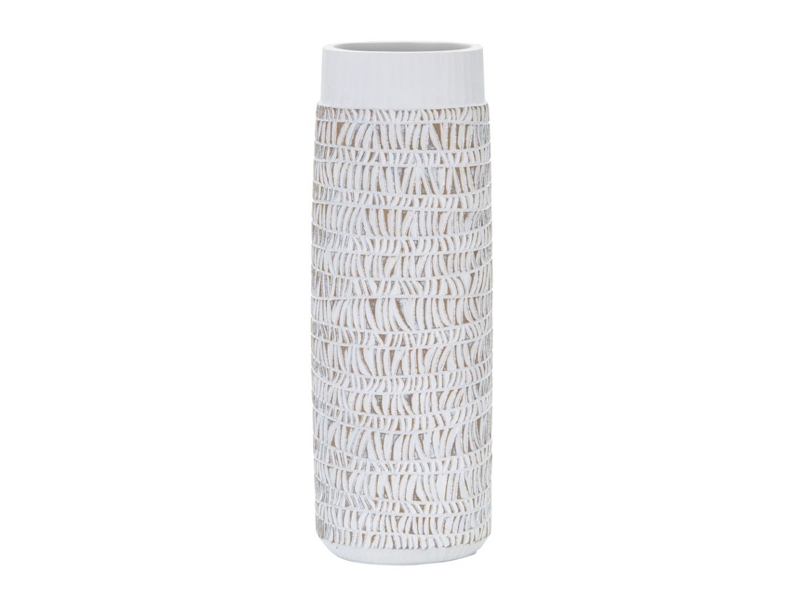 Vaso Oval Em Poliresina Nairobi Cm 19x12x50 Lavagem Única/branca