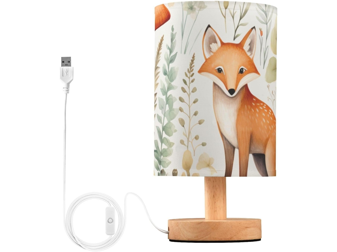 Abajur De Mesa Led Pequeno E Elegante Com Design Cogumelo Raposa, Perfeito Para O Quarto De Uma Criança