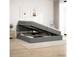 Vidaxl Cama Com Arrumação E Colchão Cinzento-escuro 200 X 200 Cm