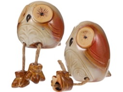 Conjunto De 2 Corujinhas De Cerâmica Para Pendurar, Design Mini Adorável E Leve