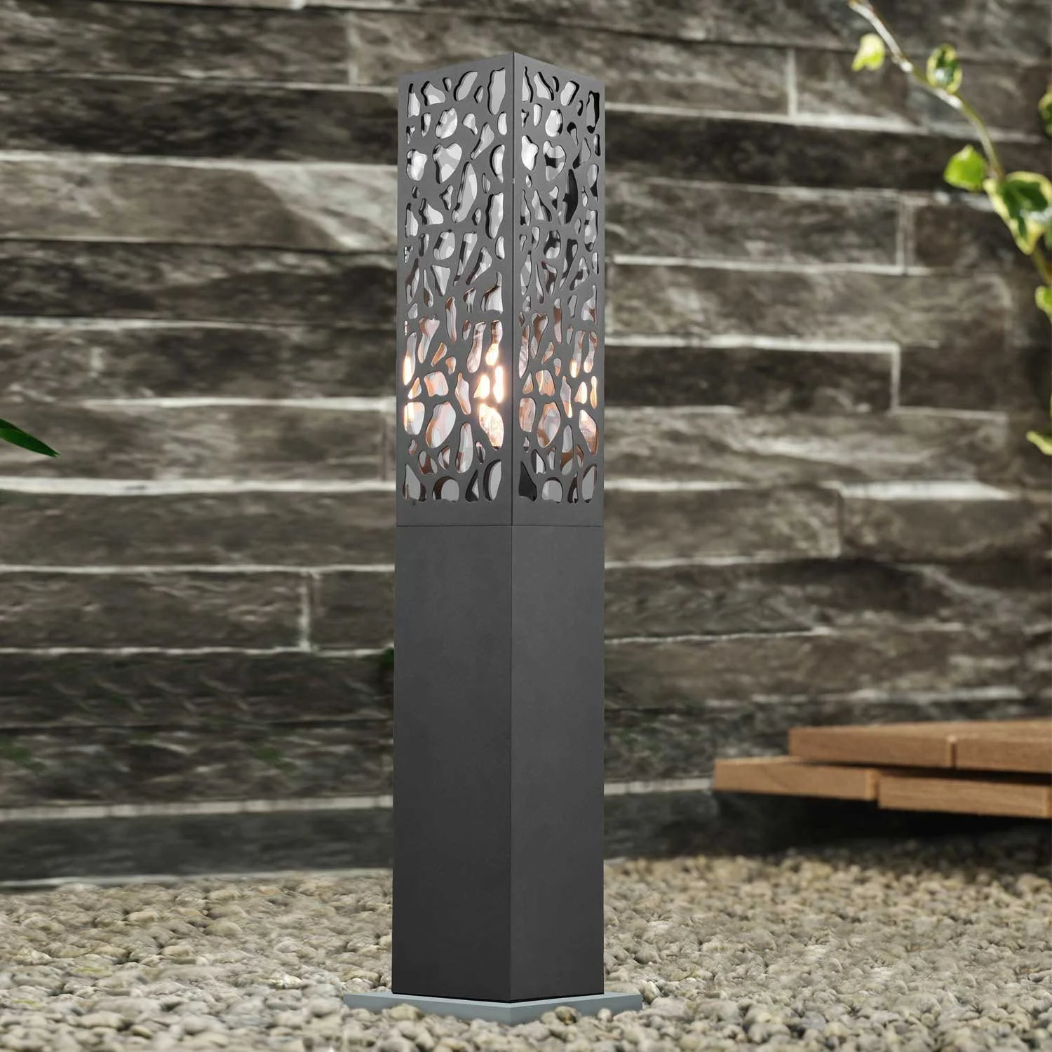 LÚZETE Pólo Exterior de Aço Antracite E27 Ip44 60 Cm Jacaranda