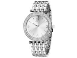 Relógio de Pulso para Mulher Shengke Rhinestone Quartzo Prata Estilo Simples