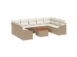 Conjunto 10 Conjunto De Sofá De Jardim Vidaxl Bege Vime Pe (55 X 55 X 37 Cm)
