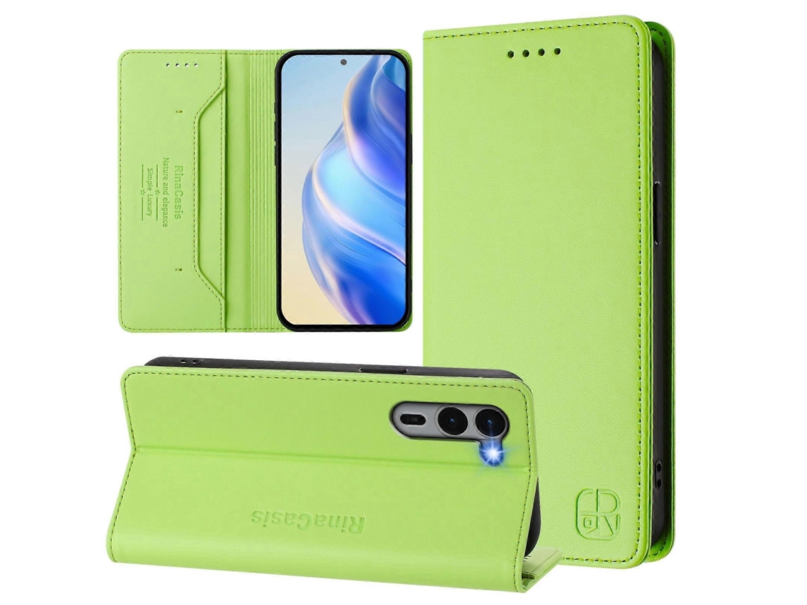 Capa De Couro Para Celular Rc01 Com Dupla Dobra Magnética E Rfid