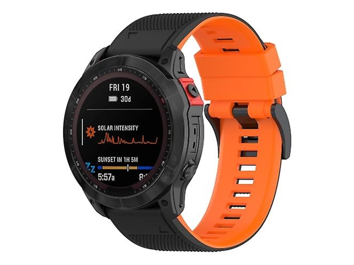 Pulseira De Silicone, Compatível Com Relógio Garmin Fenix 7x, Preta E Laranja, Acabamento Moderno