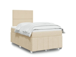 Vidaxl Cama Boxspring Com Colchão 120x190 Cm Tecido Cor Creme