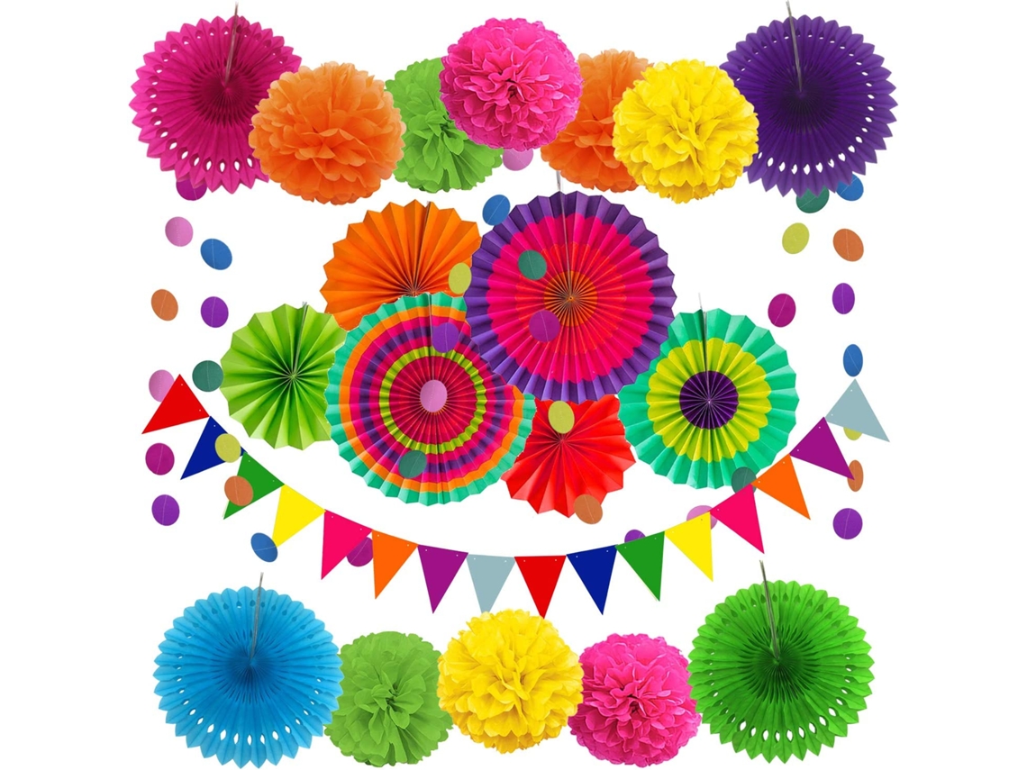 Decorações para Festa Multicor (20 Peças)