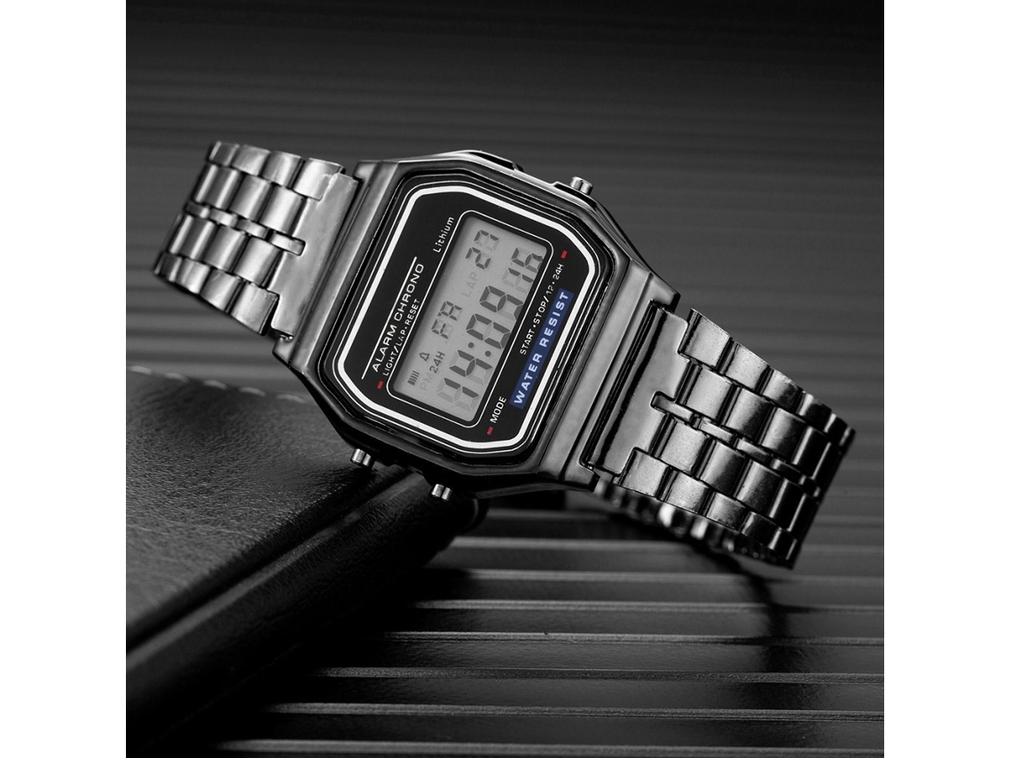 Relógio Esportivo Digital Masculino MDUG (preto) em aço inox com visor Led