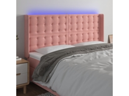 Vidaxl Cabeceira De Cama C/ Luzes Led Veludo 203x16x118/128 Cm Rosa