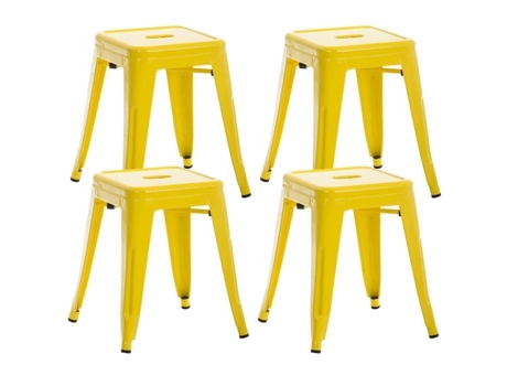 Armin Industrial Chairs Conjunto de 4 cadeiras empilháveis e em pé de metal amarelo
