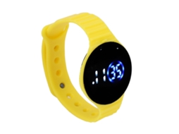 Relógio Digital Infantil À Prova D'água Pulseira Silicone Resistente a Arranhões Led Amarelo