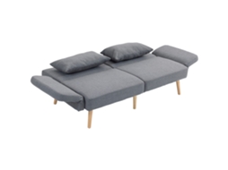 Sofá Convertível De 3 Lugares (design Click-clack), Encosto Reclinável E Suportes Ajustáveis, Tecido Com Efeito Cinzento