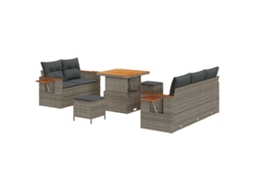 Conjunto 10 Conjunto De Sofá De Jardim Vidaxl Cinzento Vime Pe (204 X 179 X 85 Cm)