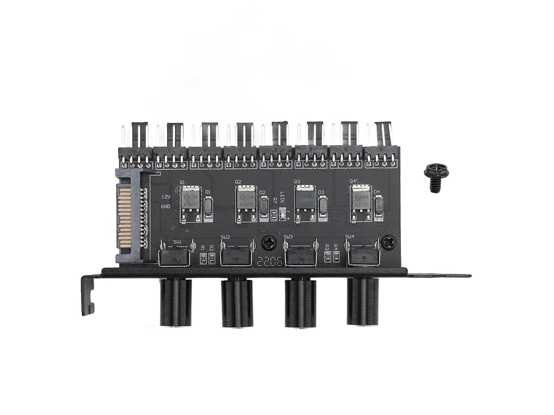 Controle De Ventilador Pc 12v 4pin/3pin Hub 8 Canais Sata 4 Botões