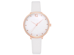 Relógio de Pulso Feminino Disu Estilo Casual Analógico de Quartzo com Pulseira de Pu Branco